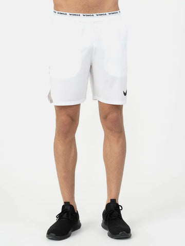Elastic Waist with Reflective Stripe Open Cut Shorts - White Elastic Waist with Reflective Stripe Open Cut Shorts - White