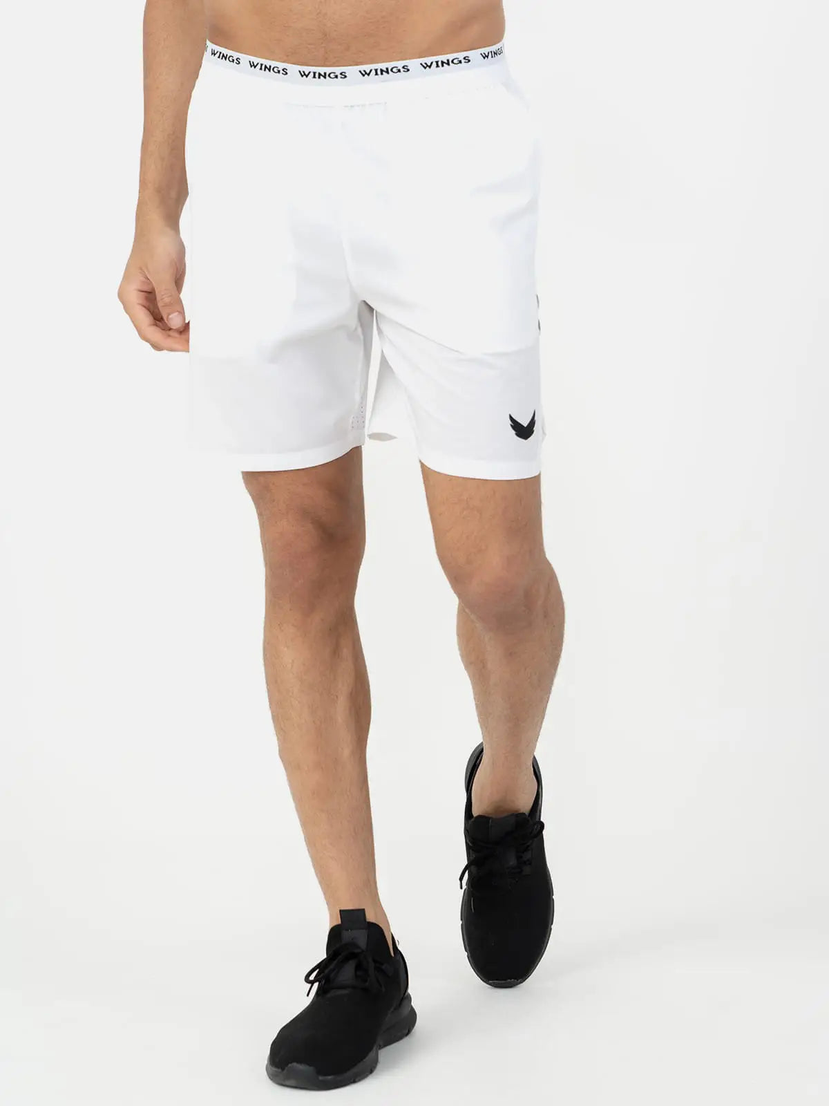 Elastic Waist with Reflective Stripe Open Cut Shorts - White Elastic Waist with Reflective Stripe Open Cut Shorts - White