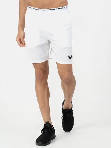 Elastic Waist with Reflective Stripe Open Cut Shorts - White Elastic Waist with Reflective Stripe Open Cut Shorts - White