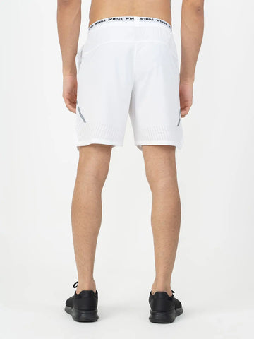 Elastic Waist with Reflective Stripe Open Cut Shorts - White Elastic Waist with Reflective Stripe Open Cut Shorts - White