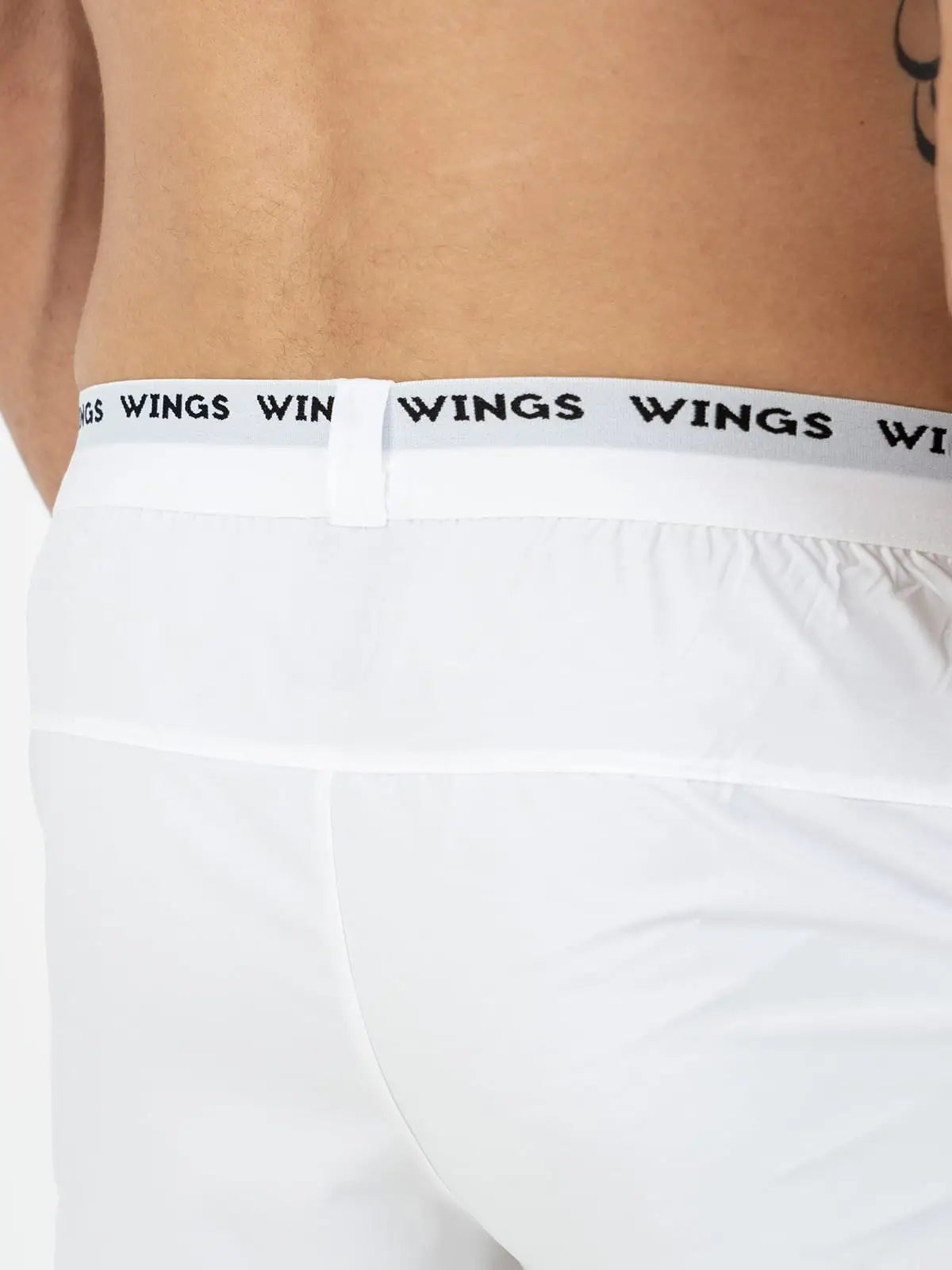 Elastic Waist with Reflective Stripe Open Cut Shorts - White Elastic Waist with Reflective Stripe Open Cut Shorts - White