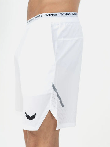 Elastic Waist with Reflective Stripe Open Cut Shorts - White Elastic Waist with Reflective Stripe Open Cut Shorts - White