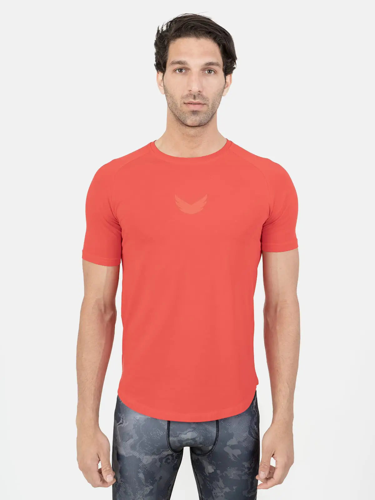 Curved Hem Basic Short Sleeve Training T-shirt - Chilli Red Curved Hem Basic Short Sleeve Training T-shirt - Chilli Red