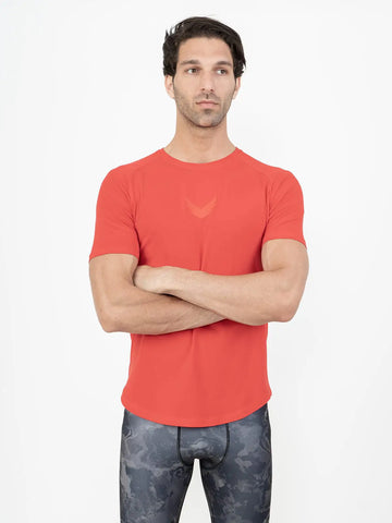 Curved Hem Basic Short Sleeve Training T-shirt - Chilli Red Curved Hem Basic Short Sleeve Training T-shirt - Chilli Red