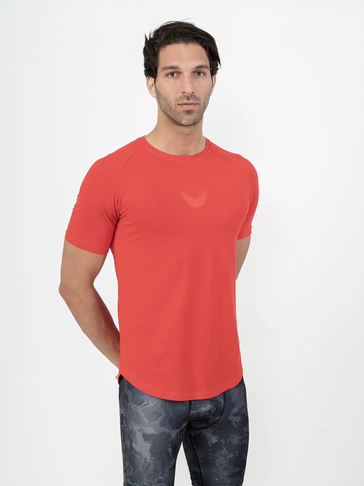 Curved Hem Basic Short Sleeve Training T-shirt - Chilli Red Curved Hem Basic Short Sleeve Training T-shirt - Chilli Red