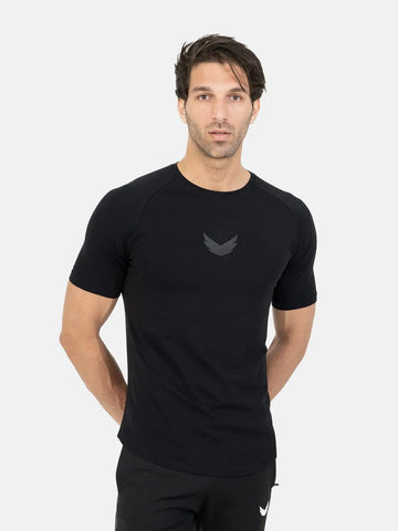 Curved Hem Basic Short Sleeve Training T-shirt - Black Curved Hem Basic Short Sleeve Training T-shirt - Black