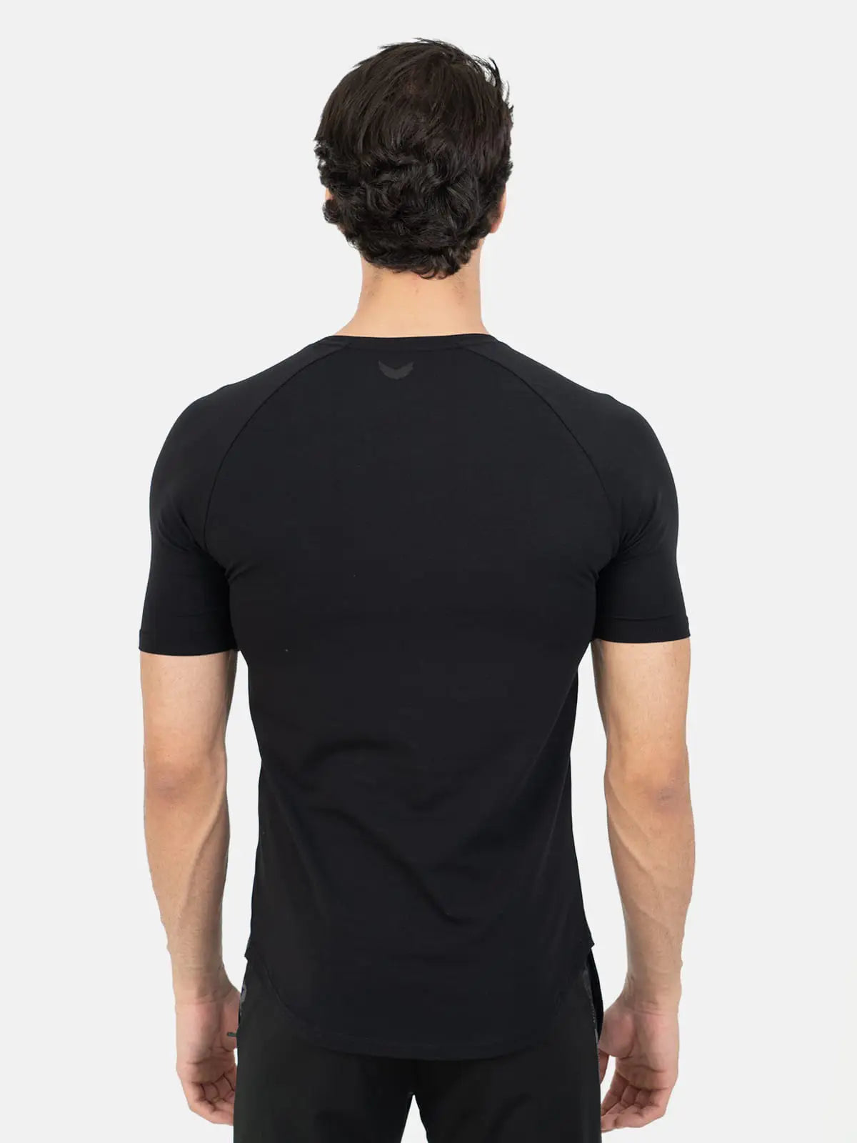 Curved Hem Basic Short Sleeve Training T-shirt - Black Curved Hem Basic Short Sleeve Training T-shirt - Black