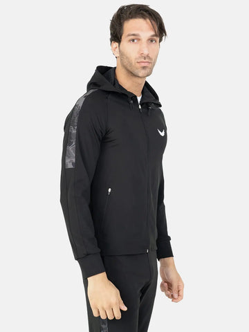 Lightweight Side Stripe Camouflage Full Zip Training Hoodie - Black Lightweight Side Stripe Camouflage Full Zip Training Hoodie - Black