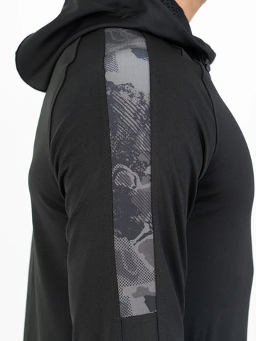 Lightweight Side Stripe Camouflage Full Zip Training Hoodie - Black Lightweight Side Stripe Camouflage Full Zip Training Hoodie - Black