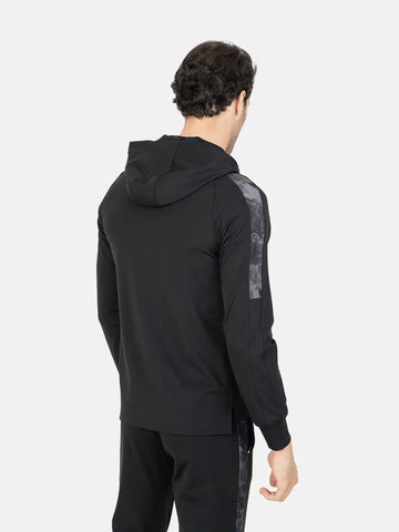 Lightweight Side Stripe Camouflage Full Zip Training Hoodie - Black Lightweight Side Stripe Camouflage Full Zip Training Hoodie - Black