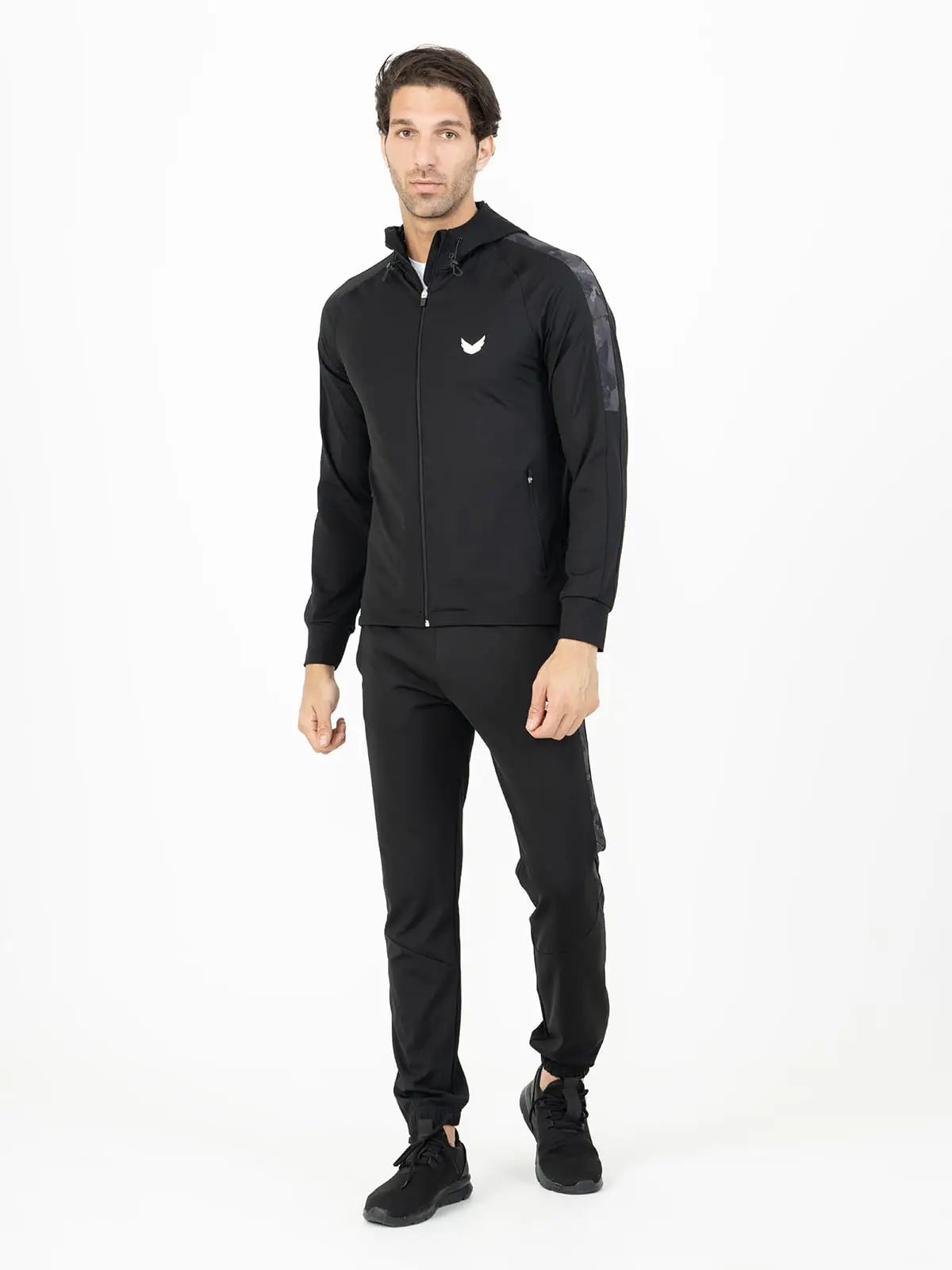 Lightweight Side Stripe Camouflage Full Zip Training Hoodie - Black Lightweight Side Stripe Camouflage Full Zip Training Hoodie - Black