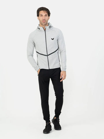 Front Wings Stripe Full Zip Training Hoodie - Grey Front Wings Stripe Full Zip Training Hoodie - Grey