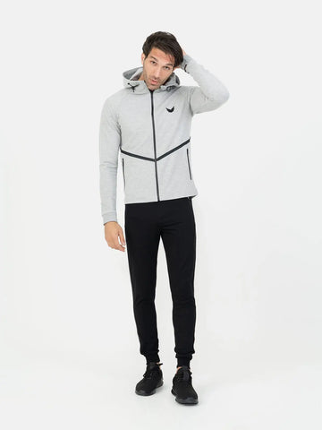 Front Wings Stripe Full Zip Training Hoodie - Grey Front Wings Stripe Full Zip Training Hoodie - Grey