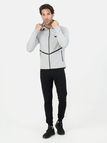 Front Wings Stripe Full Zip Training Hoodie - Grey Front Wings Stripe Full Zip Training Hoodie - Grey