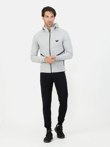 Front Wings Stripe Full Zip Training Hoodie - Grey Front Wings Stripe Full Zip Training Hoodie - Grey