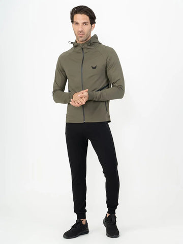 Front Wings Stripe Full Zip Training Hoodie - Olive Front Wings Stripe Full Zip Training Hoodie - Olive