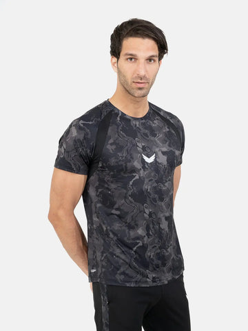 Dri-Fit Full Camouflage Short Sleeve T-shirt - Black/Gray