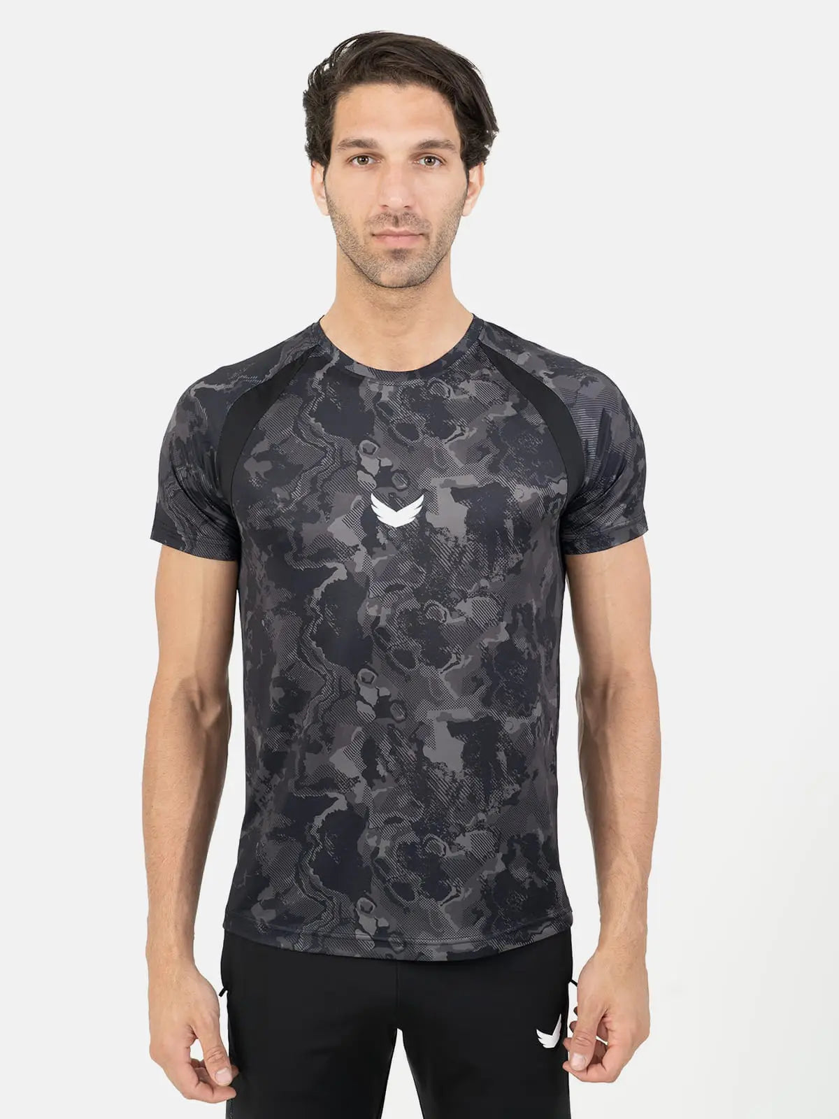 Dri-Fit Full Camouflage Short Sleeve T-shirt - Black/Gray