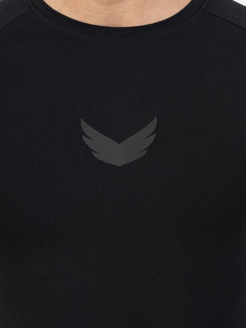 Curved Hem Basic Short Sleeve Training T-Shirt - black