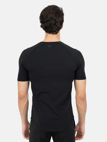 Curved Hem Basic Short Sleeve Training T-Shirt - black