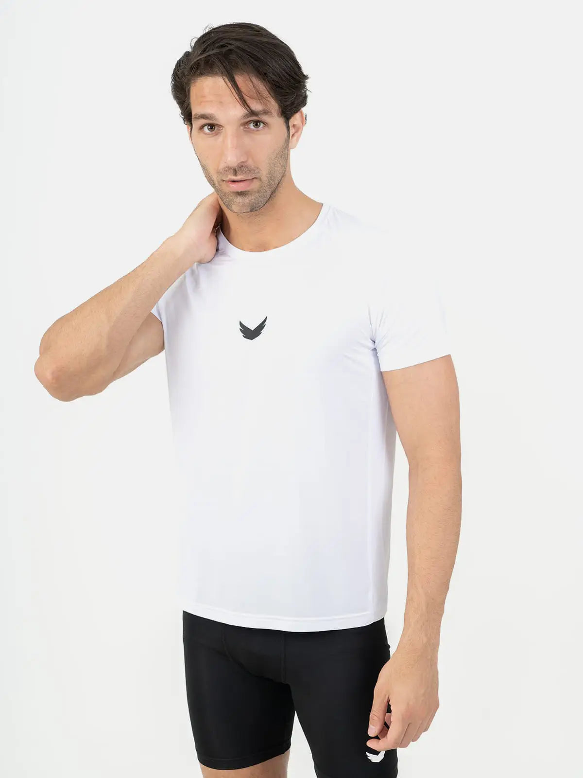 Curved Hem Basic Short Sleeve Training T-Shirt - white 
