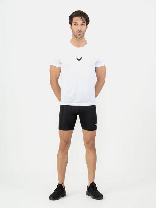 Curved Hem Basic Short Sleeve Training T-Shirt - white 