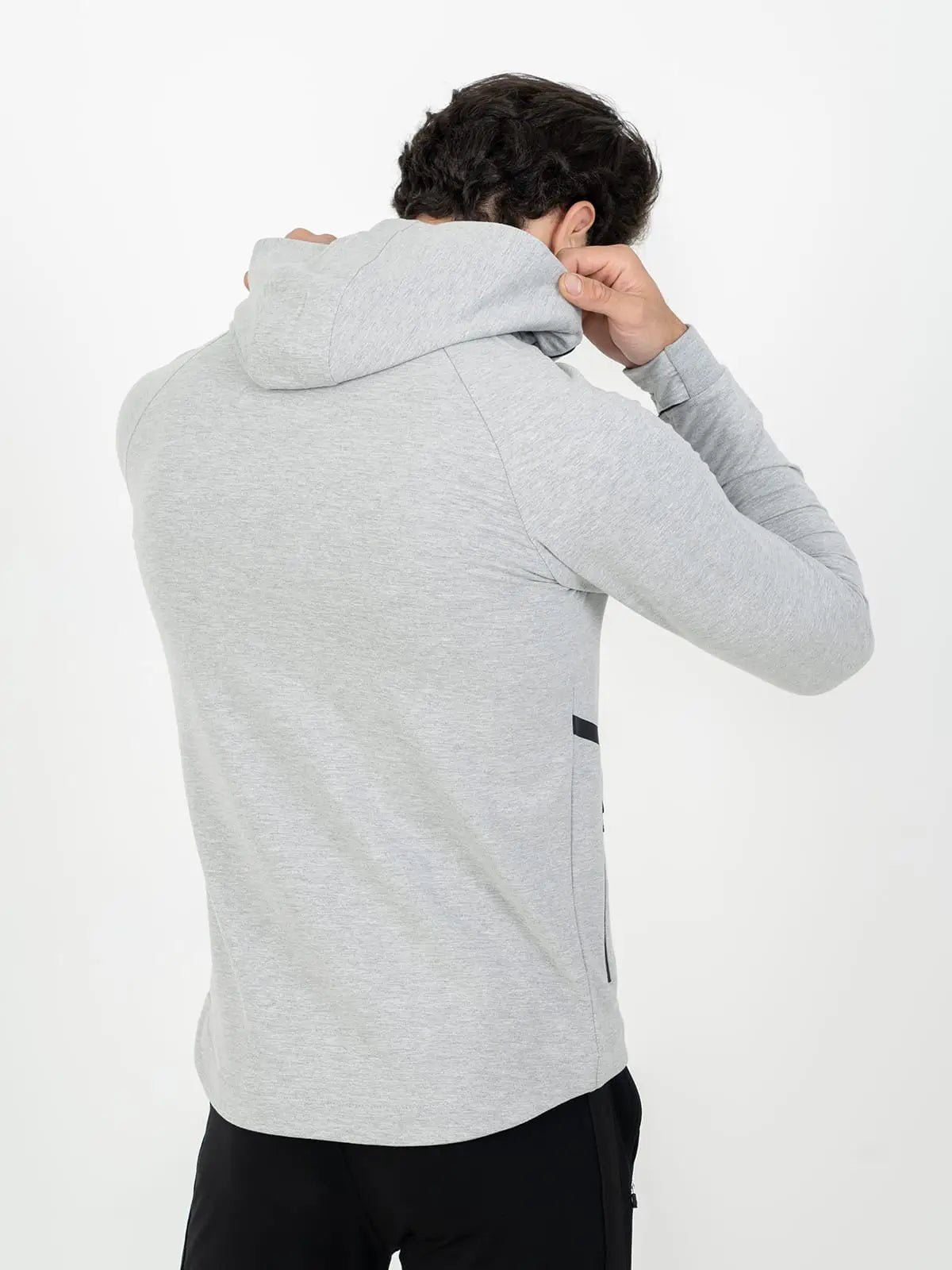 Front Wings Stripe Full Zip Training Hoodie - Grey