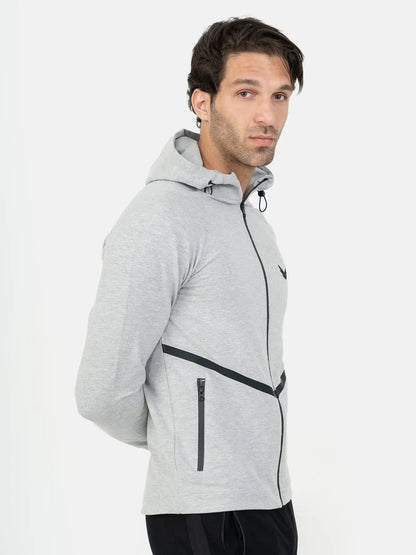 Front Wings Stripe Full Zip Training Hoodie - Grey