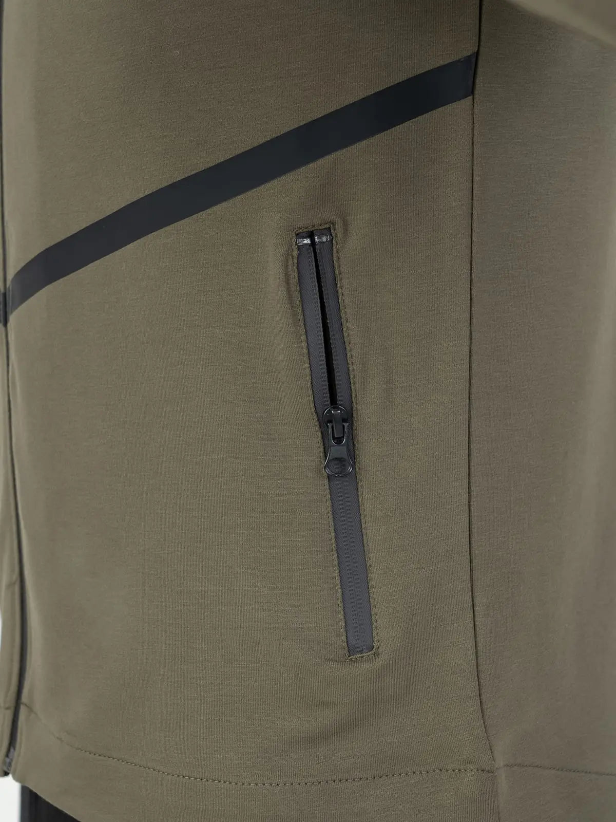 Front Wings Stripe Full Zip Training Hoodie - Olive