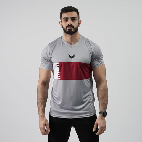 Qatar Flag - Light Grey