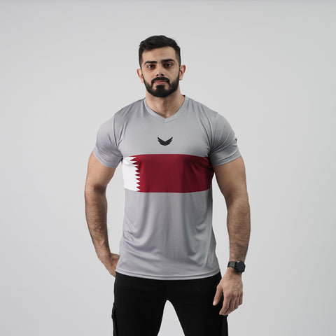 Qatar Flag - Light Grey