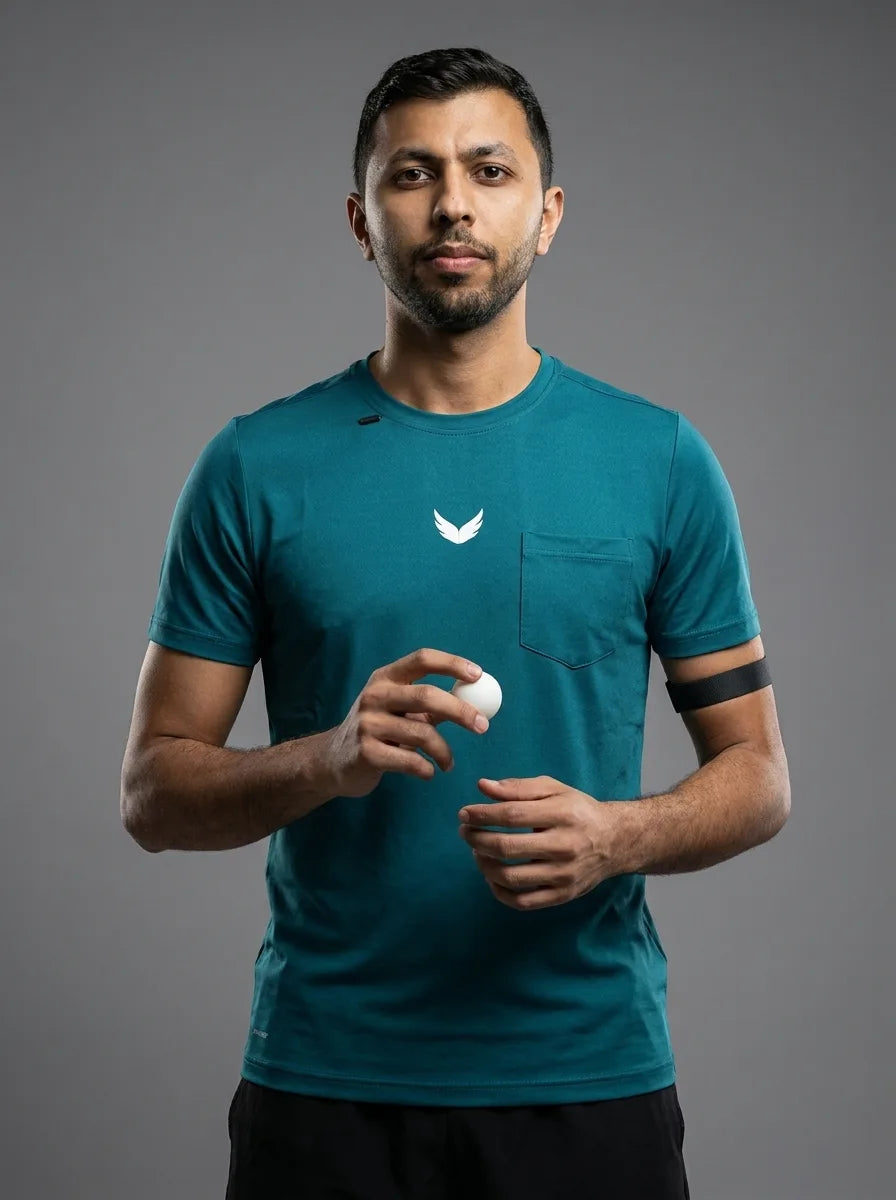 Abdullah Al Tamimi in a Wings T-shirt